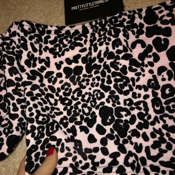 Dusty Pink Leopard Bardot Top - Picture 5 of 5
